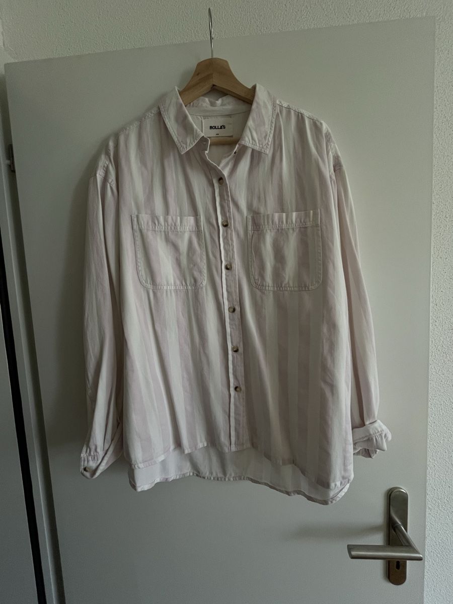 Camicette: Hemdbluse weiss, rosa gestreift – Nuovo (secondo la descrizione) da Aesch LU venduto da joelle2302