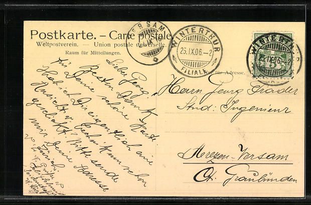 Cartoline postali: Winterthur, Technikum, Gebäudeansicht m – Usato da Berlin venduto da bartko-reher 1