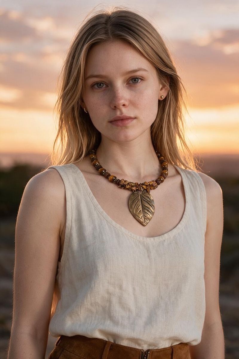 Catenine: Choker mit Tigerauge Perlen HANDARBEIT  – Nuovo e nell'imballaggio originale da Kriens venduto da Hortensie6 3