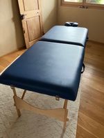 Massageliege, als Koffer transportierbar, blau 190x75 cm