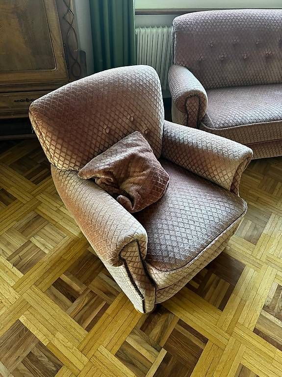 Divani: Vintage Sofagarnitur Samt  Sofa & 2 Sessel Altrosa  – Usato da Schmitten FR venduto da kueddelmaier 4