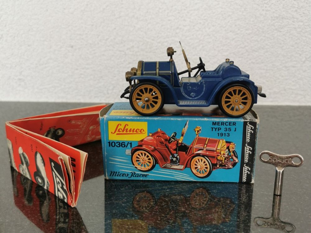 Ancienne Voiture Mécanique Schuco N°1225 Mercer Typ 35 J 1913 - Jouet à Clé