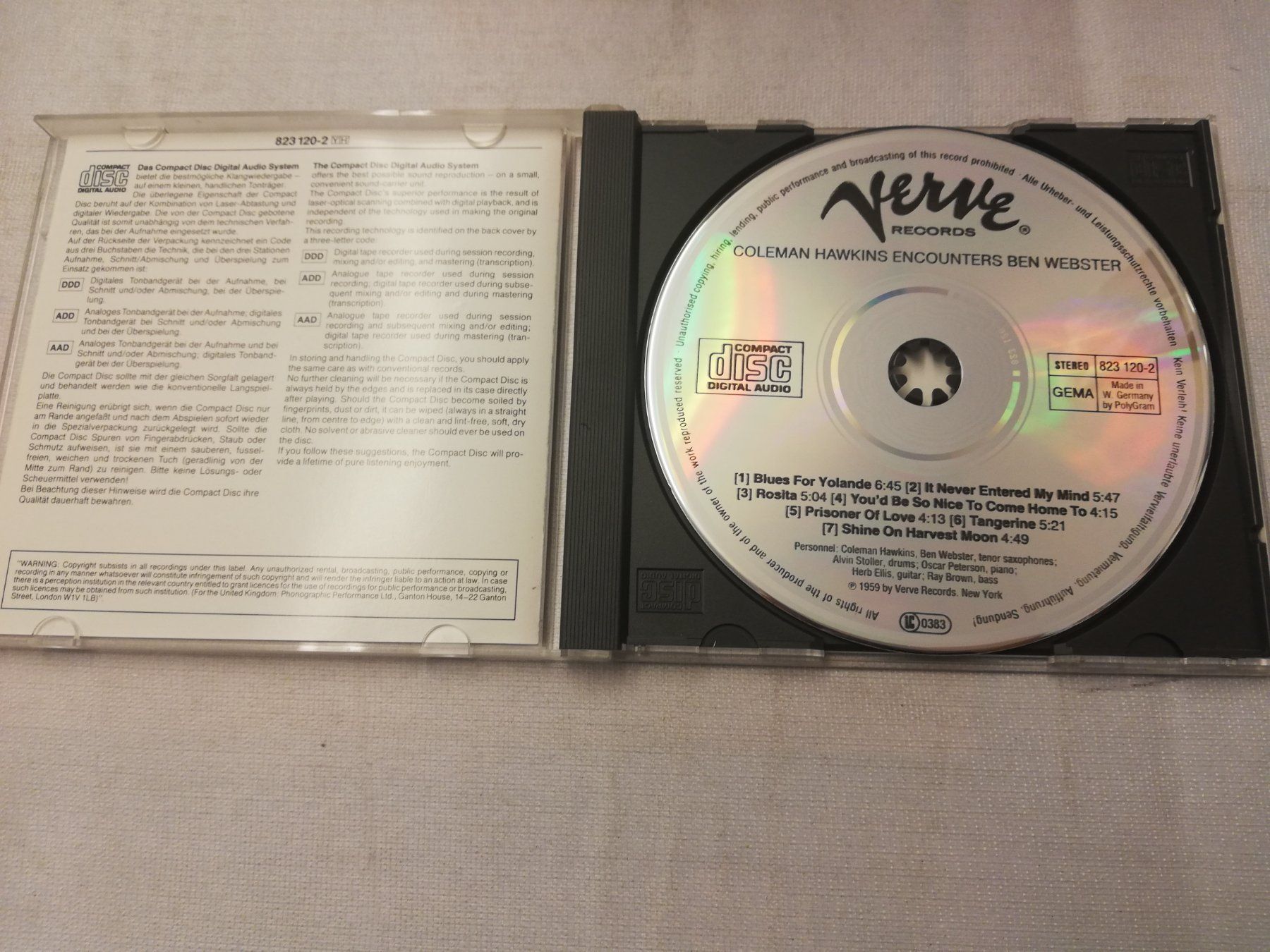 CD: COLEMAN HAWKINS ENCOUNTERS BEN WEBSTER – Usato da Bern venduto da Vinylsound.ch 2