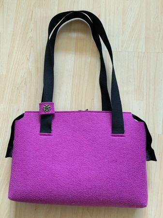 Filz Tasche mit Innentasche, Lila, NEU, Handarbeit