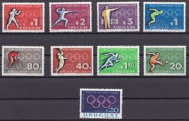 Série 9 Timbres Uruguay JO 1964 Complet! neufs