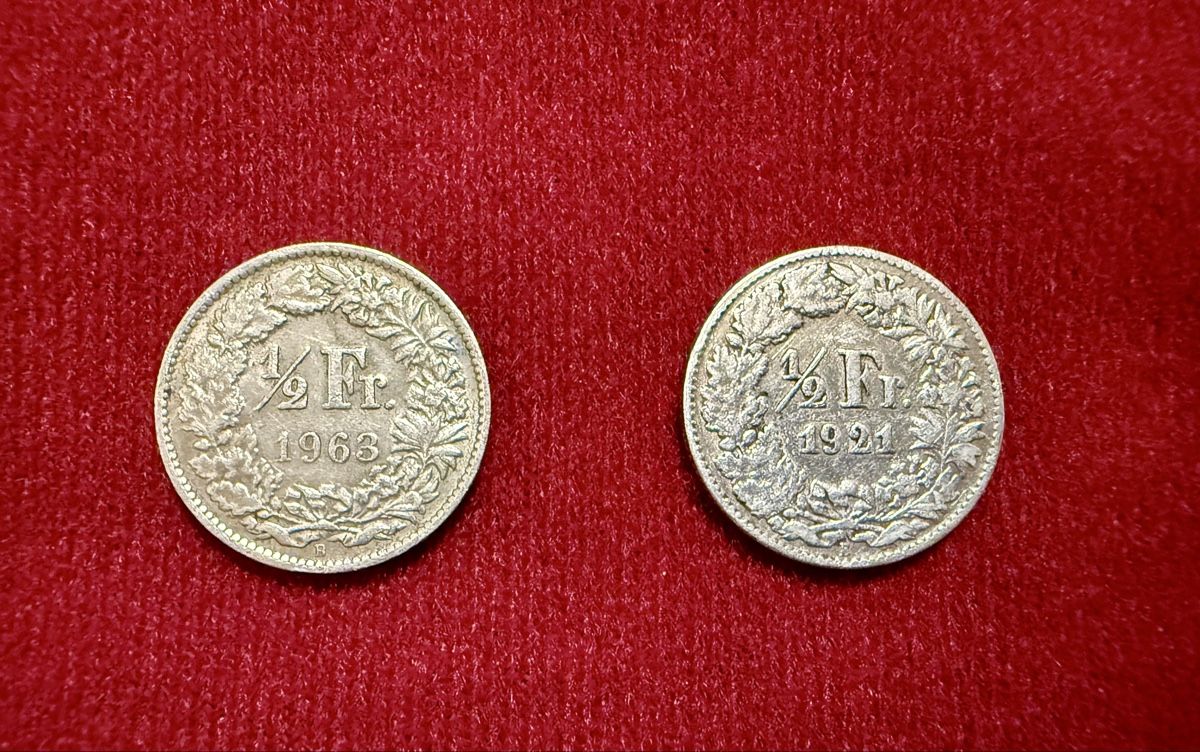 Tutti le monete: Silber Münzen / 2 x 50 Rappen – Usato da Schattenhalb venduto da Oodaaq