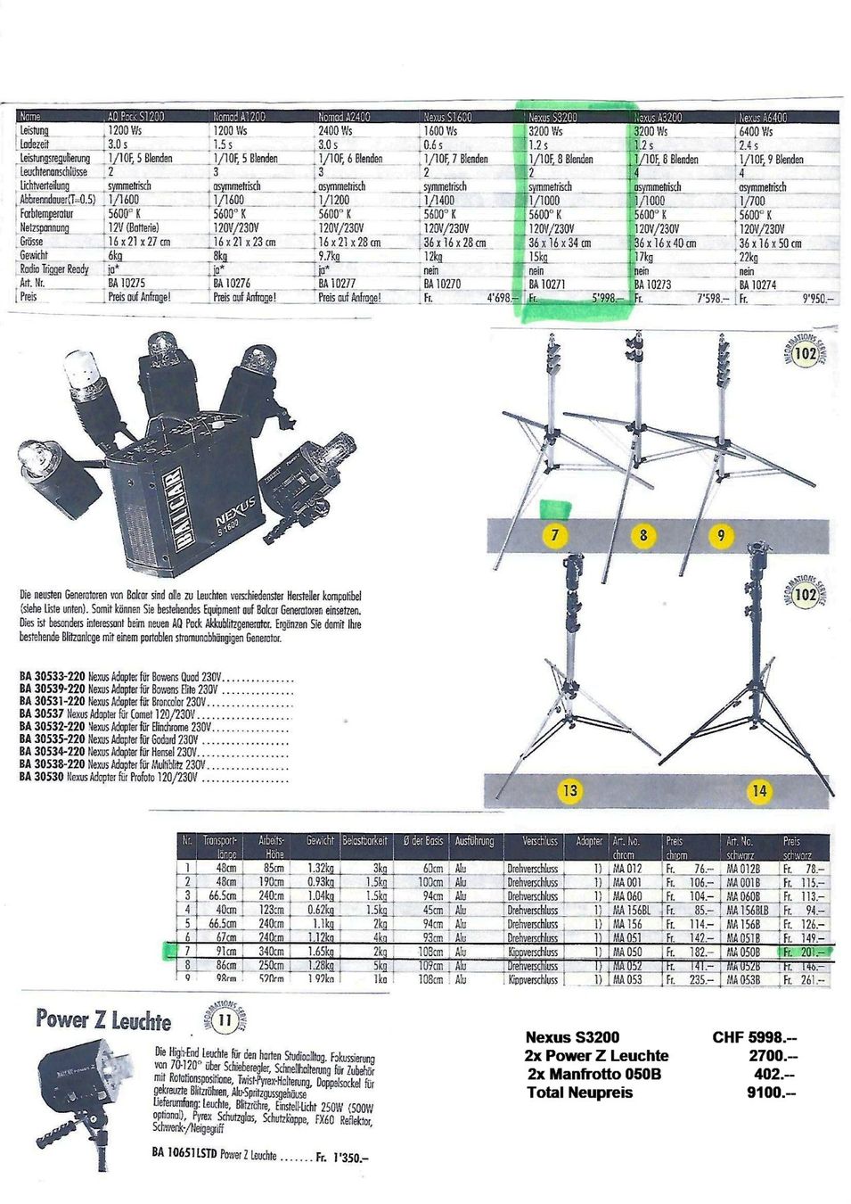 Blitze: High-End StudioBlitzanlage Balcar Nexus 3200Ws Komplett Top – Gebraucht aus Bassersdorf von Sugo 1
