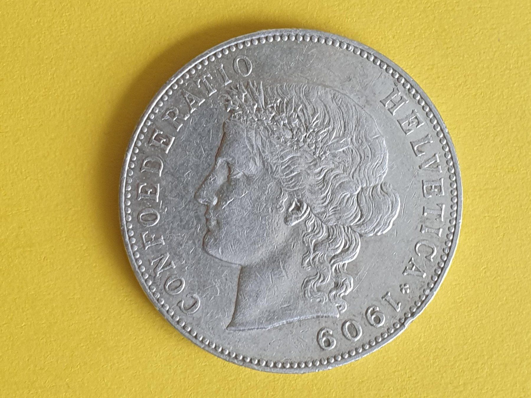 Alle Münzen: 5 Franken 1909 super top *****  ( Poste A+ ) – Gebraucht aus luzern von Jrouge