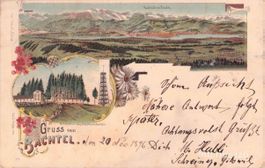 Bachtel ZH // 1896 Litho Aussichtsturm Gruss