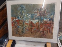 Aquarell Marianne Ellenberger Im Lärchenrain 1980 gerahmt