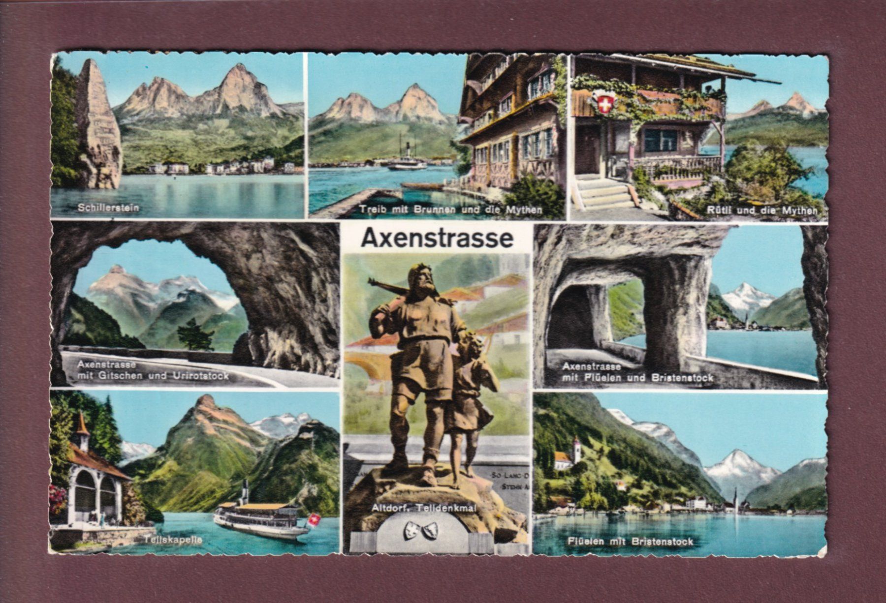 Cartoline postali: AXENSTRASSE - 8 Bilder - 1961 – Usato da Pully venduto da nicecards