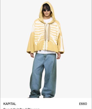 KAPITAL Sweat Knit Devil Blouson Hoodie - Yellow