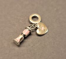 Silber Charm Herz und Sanduhr Liebe +Garantie