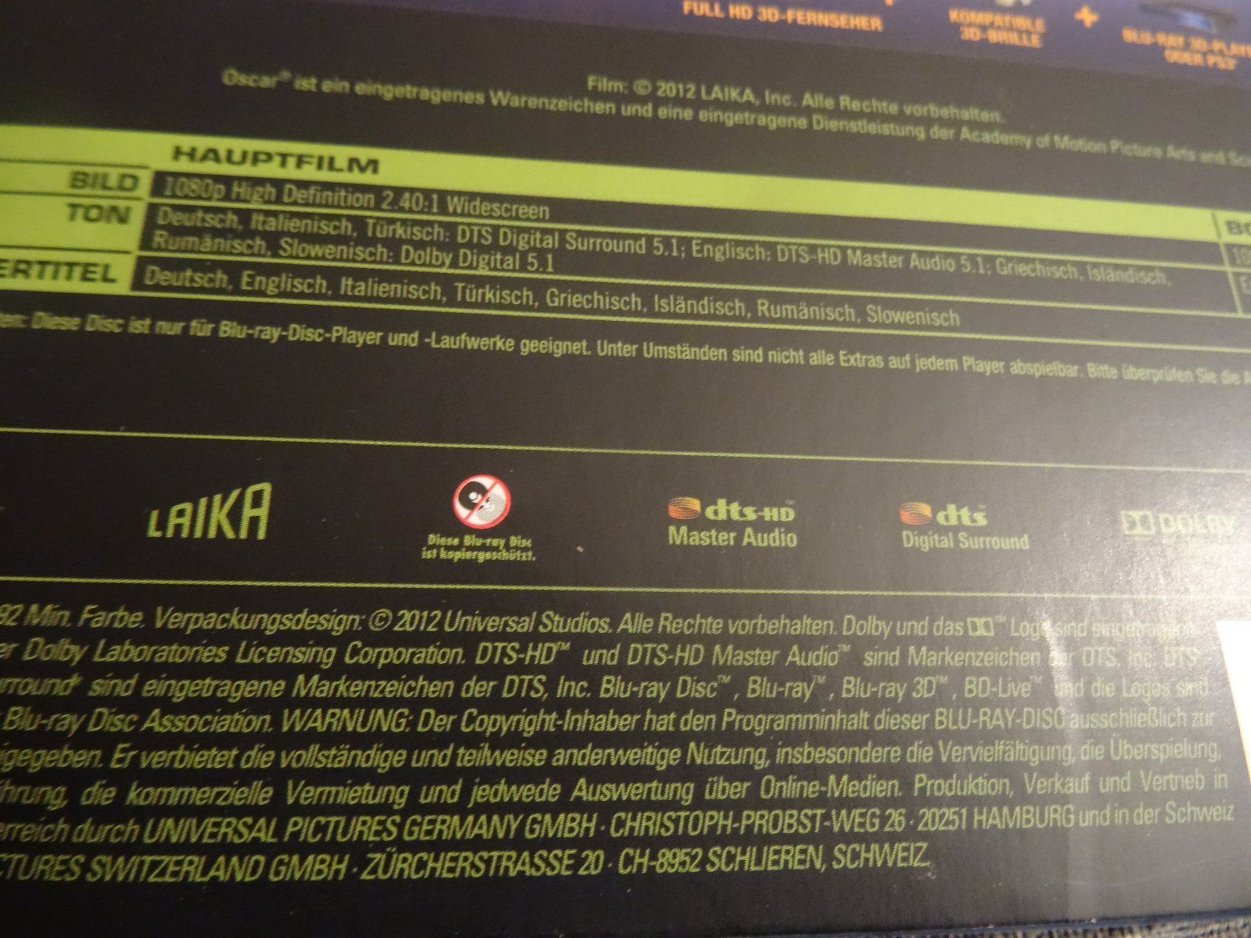 Tutti i DVDs: Paranorman 3D Blu-Ray – Usato da Olten venduto da Disc-Verkauf 2