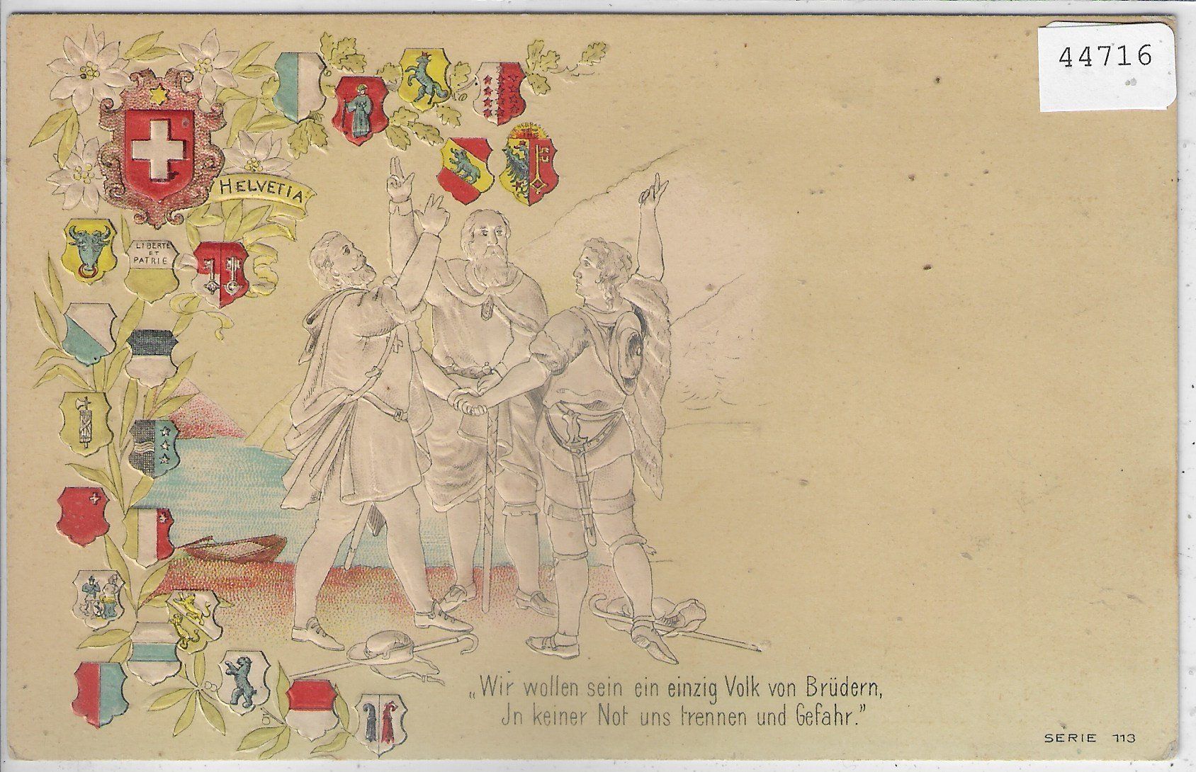 Cartoline postali: Rütlischwur - Präge-Litho – Usato da Ettingen venduto da Kartenplanet