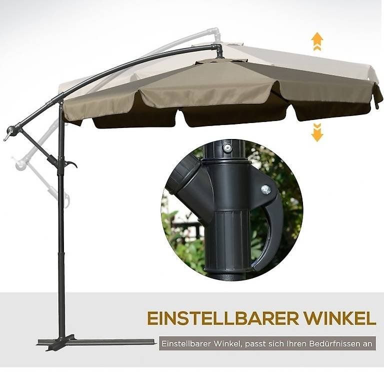 Sonnenschirme: Sonnenschirm Ampelschirm mit Handkurbel Kaffee – Neu und originalverpackt aus Flawil von vivalacasa 6