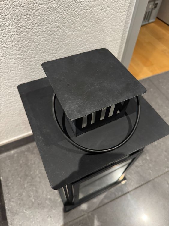 Schwarze Laterne für Blockkerze drinnen/draußen IKEA Borby 3