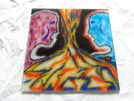 Glasplatte Kunst  L und B 25cm/Dicke ca. 6mm