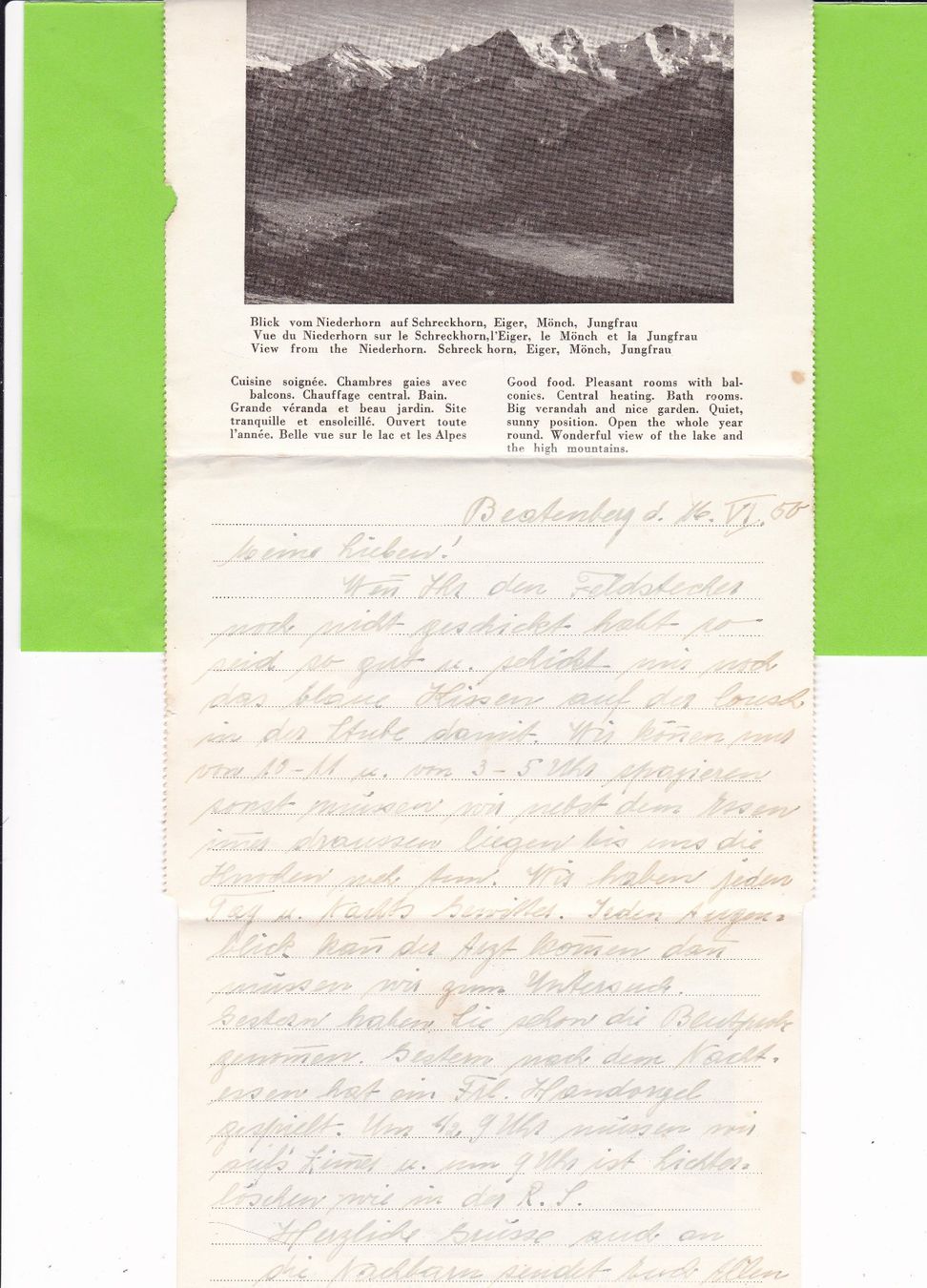 Cartoline postali: Bilderbrief: Hotel Silberhorn, Beatenberg – Usato da St. Peterzell venduto da neckertal 1