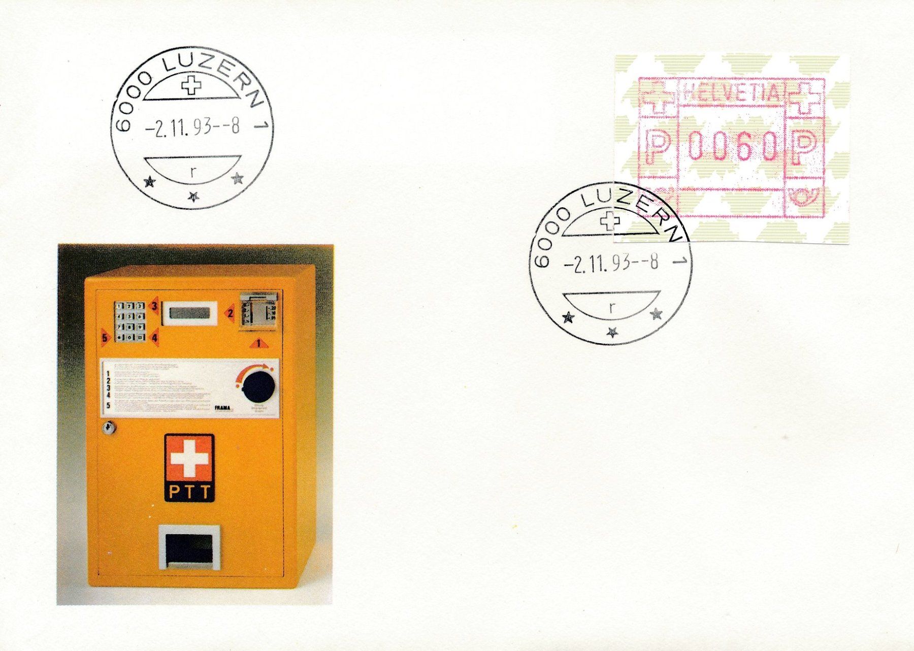 Alle Briefmarken: ATM 9 FDC 02.11.1993 mit Abbildung Automat – Neu (gemäss Beschreibung) aus Luzern von atms