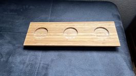 Bambus Tablett mit 3 Aussparungen Ikea Kerzenhalter