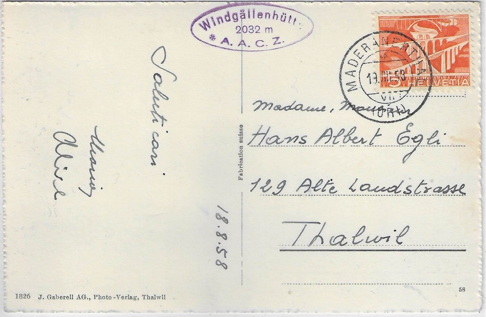 Cartoline postali: Windgällenhütte - Blick gegen – Antico da Ettingen venduto da Kartenplanet 1