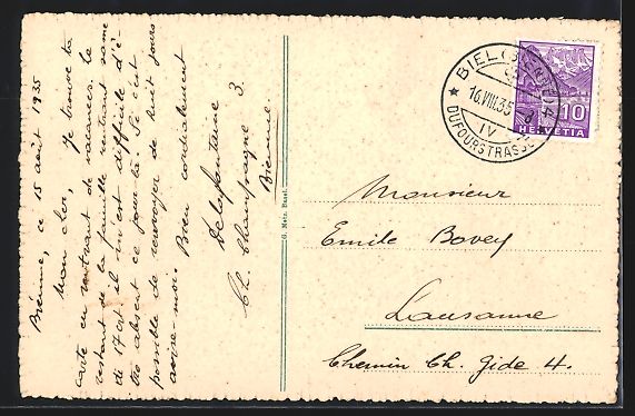 Cartes postales: AK Biel, Ring mit Restaurant und Brunnen – D'occasion à Berlin par bartko-reher 1