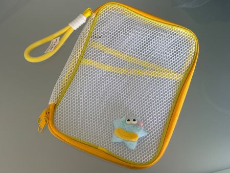 Netztasche mit Reissverschluss gelb (A5)