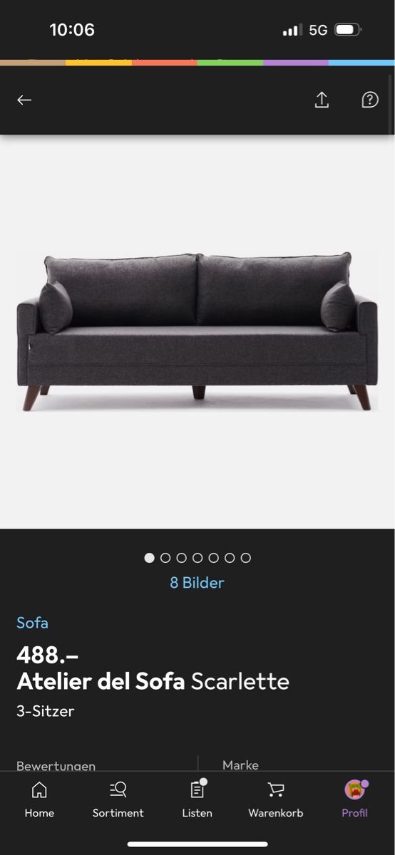 Sofas: Dunkles Designer 3er Sofa – Neu (gemäss Beschreibung) aus Bonstetten von ramonmmueller 1