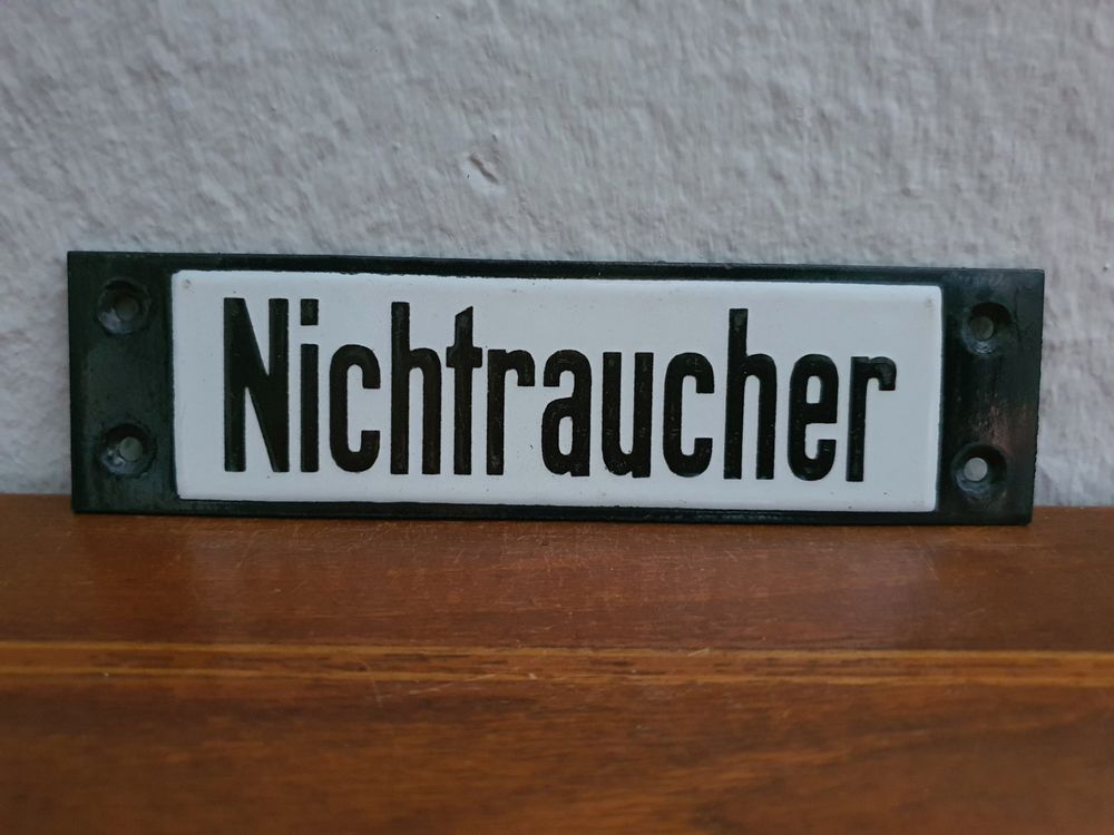 Altes Emailschild Nichtraucher Emaille Schild Fabrik Design 1