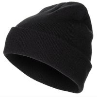 Rollmütze, schwarz, fein gestrickt