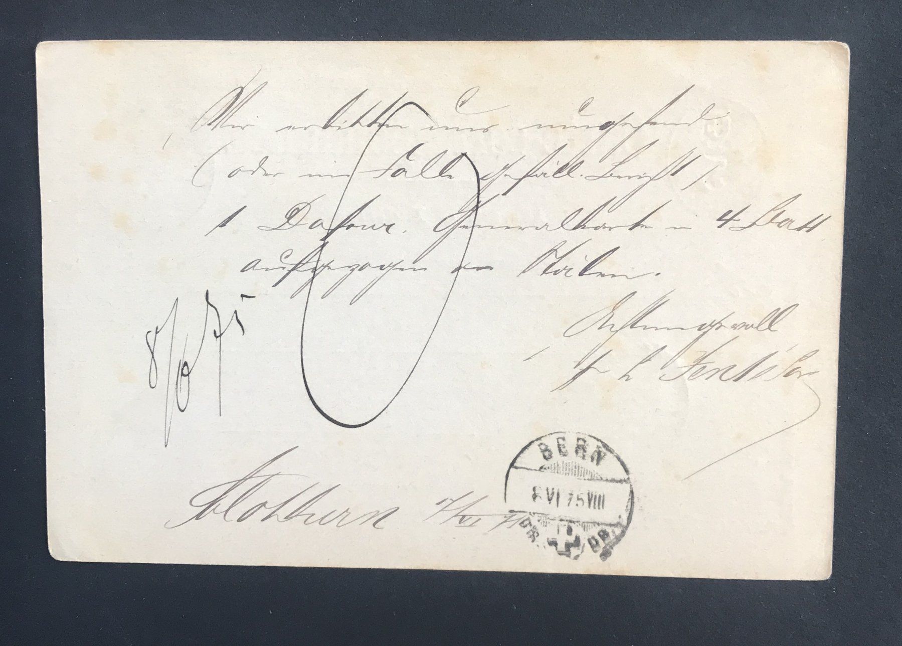 Tutti i francobolli: POSTKARTE 1875 – Usato da Ostermundigen venduto da Kari1937 1