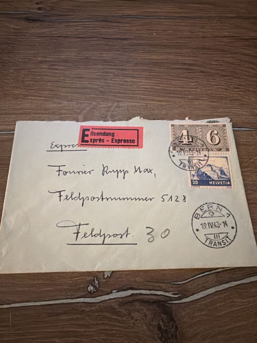 Alle Briefmarken: Feldpost Brief mit Stempel Bern 19.11.1943 Express – Gebraucht aus Allschwil von mel_8fhf