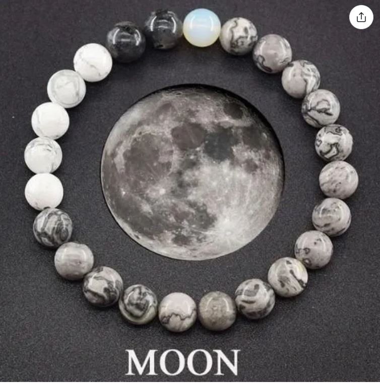 Bracciali & Braccialetti: Planeten-Armband "Mond", elastisch - neu + originalverpackt – Nuovo e nell'imballaggio originale da Gossau/ZH venduto da amazonas66 3