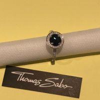 Thomas Sabo  Ring m. blauem + weissen Steinen silber   Gr.56