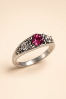 Bague fantaisie pierre rose et strass