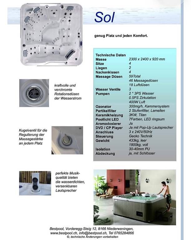 Whirlpool: Whirlpool / Jacuzzi / Spa SOL  Ausstellungspool NEU – Nuovo e nell'imballaggio originale da Niederweningen venduto da gandalf09 3