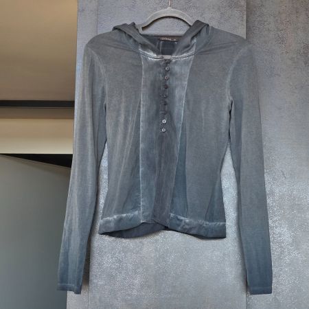 🐸 NILE HOODIE XS BLUSE MIT SEIDE RAUCHGRAU TOP ZUSTAND