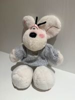 Plüschtier Maus gestrickter Pullover weiss/hellblau guter Zu