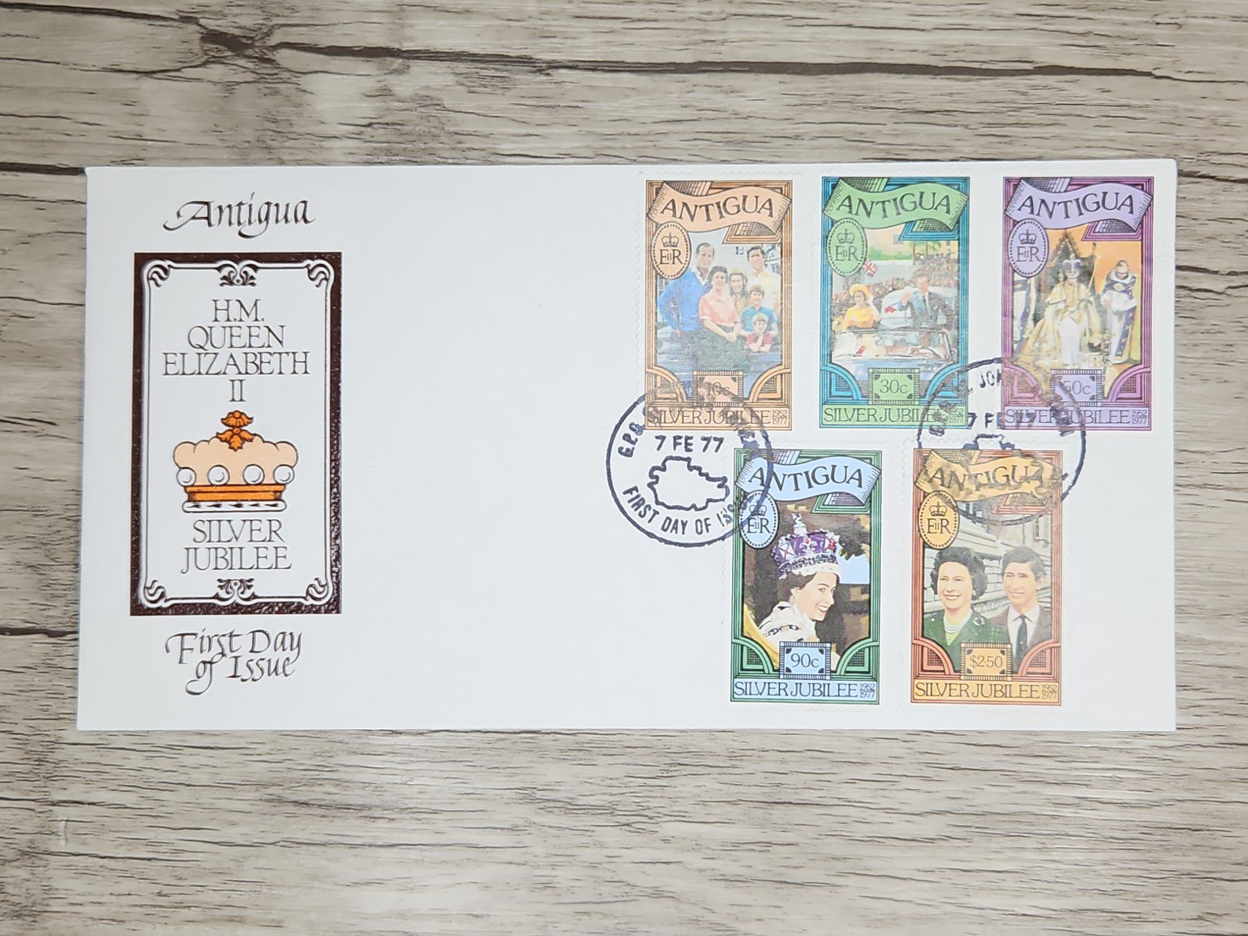 Tutti i francobolli: CL05 Enveloppe + Timbre Antigua 1977 – Usato da Cousset venduto da Patrick_Collections