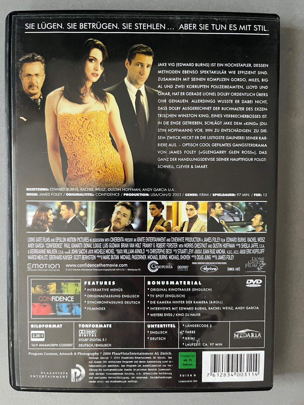 Tutti i DVDs: Confidence (2004) DVD 📀 – Nuovo (secondo la descrizione) da Sierre venduto da black.box 1