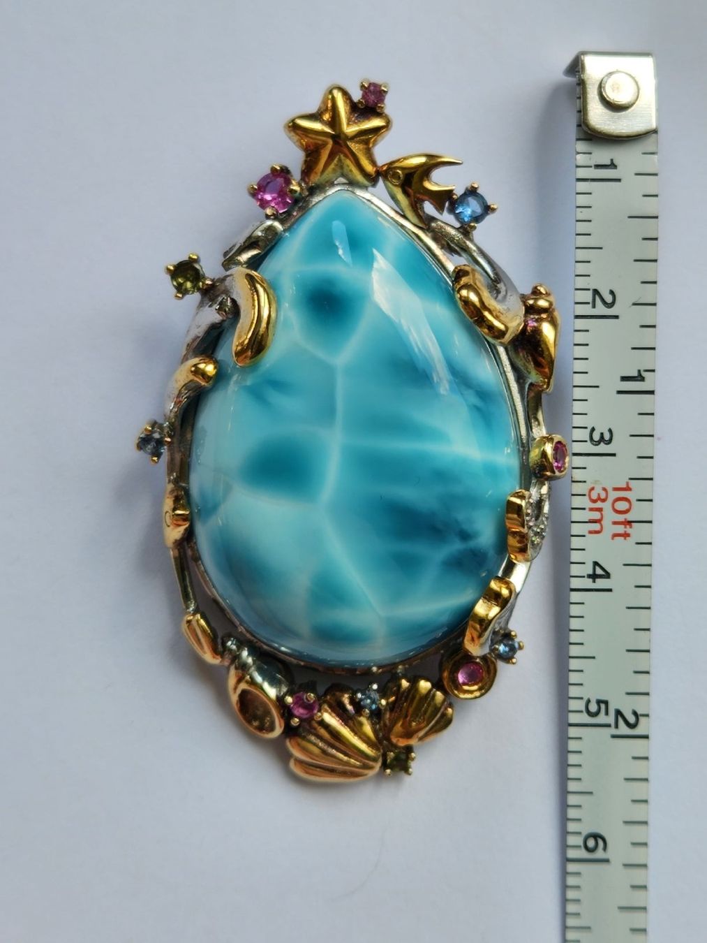 Anhänger: Larimar Anhänger 925 silber Massiv, Handarbeit, Topaz, Ruby – Gebraucht aus St. Gallen von GIULESGG 9