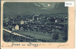 Gruss aus Brugg - Mondschein-Litho 1899