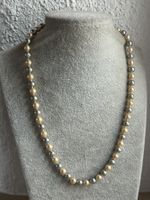Elegante Perlenkette, champagner-grau, Vintage