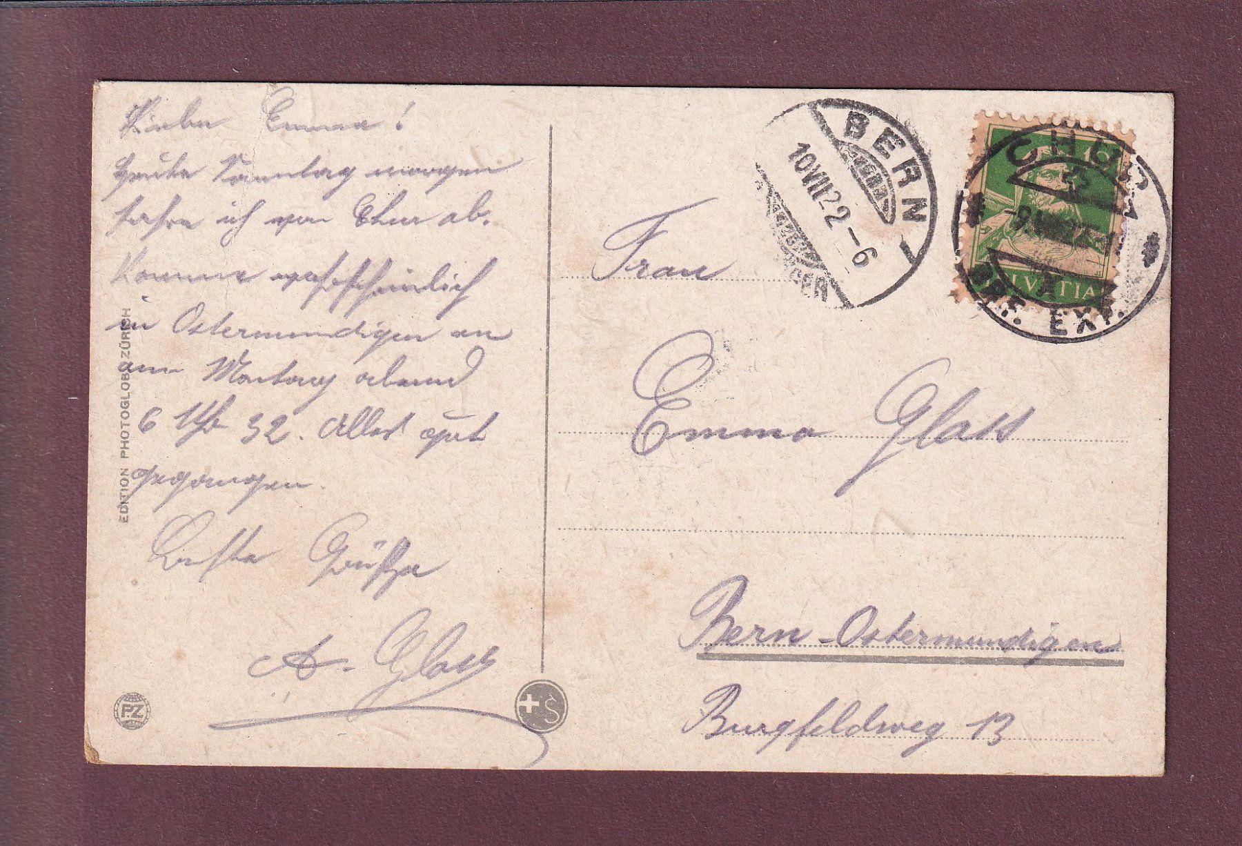 Cartoline postali: CHUR - Teilansicht - 1922 // Falte // – Usato da Pully venduto da nicecards 1