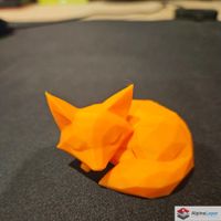 Dreaming Fox Low Poly 3D Printed Charm Orange