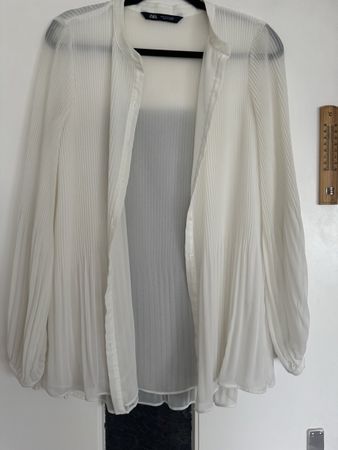 Chemisier plissé Zara blanc manches longues taille M