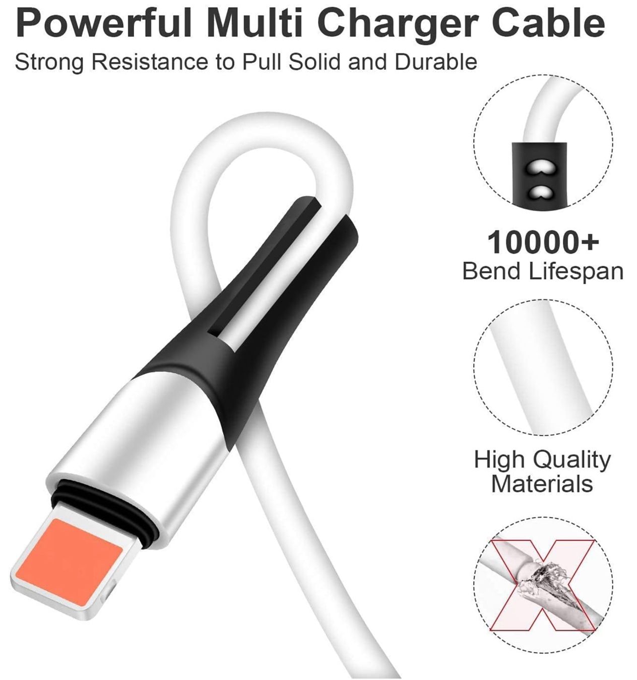 Kabel: Multi USB Kabel 6 in 1, 3A 1.2M Universelles USB A/C – Neu und originalverpackt aus Bülach von StoreInShop 3