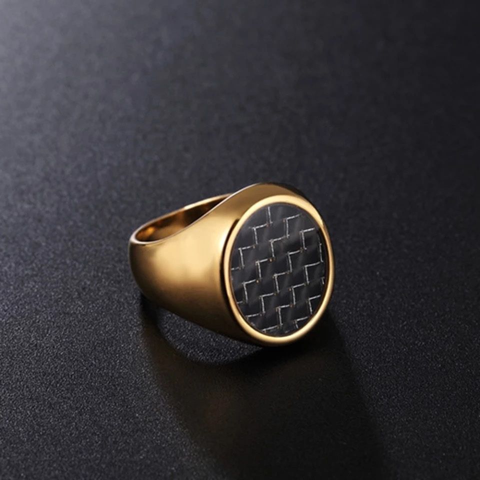 Anelli: Men ring gold Carbon Fiber – Nuovo e nell'imballaggio originale da Aarburg venduto da StavFashion 1