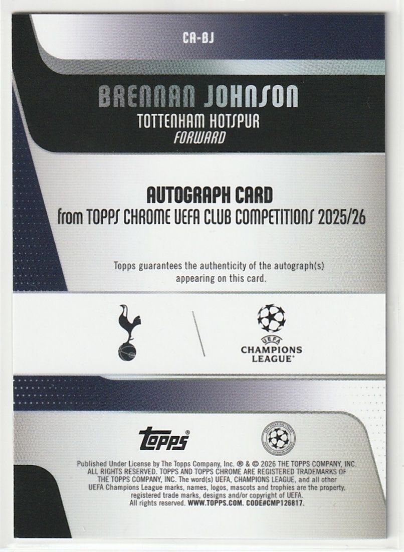 Topps Sammelbilder & Trading cards: Brennan Johnson Auto /199 Topps Chrome Tottenham Numbered – Gebraucht aus Biel/Bienne von historian-198 1